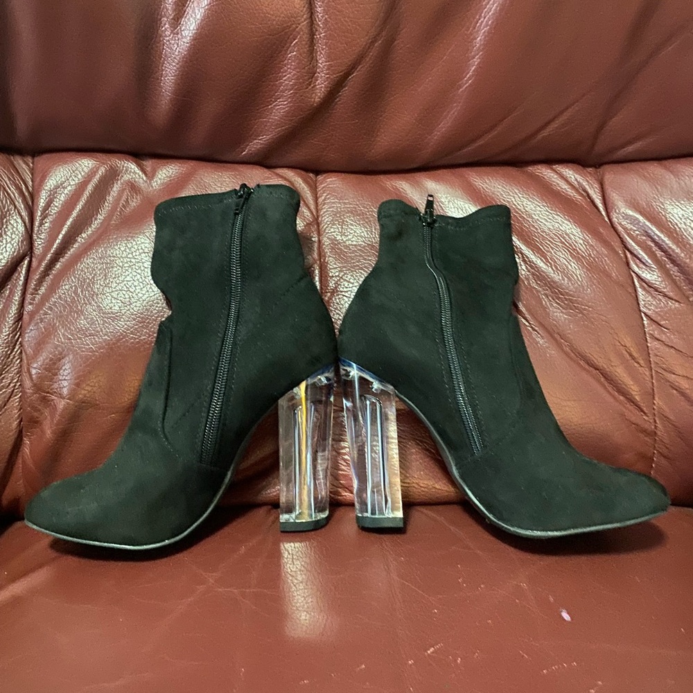 Cute zip up booties, clear heels